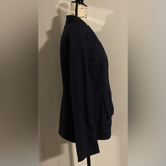 Eileen Fisher Linen Blend High Collar Peplum Jacket/Blazer - Picture 7 of 12